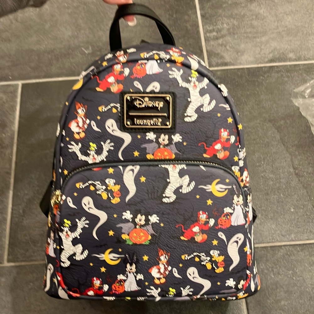 Disney Loungefly Mickey Halloween with friends aop mini backpack NWT